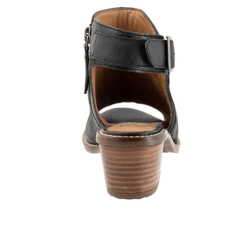 Softwalk Novara S2314-004 Womens Black Leather Zipper Heeled Sandals Shoes