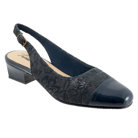 Trotters Dea T7001 455 Womens Blue Leather Slingback Heels Shoes Ruze Shoes