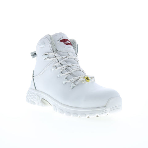 Avenger Flight Alloy Toe SD10 A7473 Womens White Wide Leather Work Boots