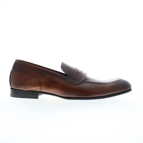 Di Bianco Agata Sella Mens Brown Leather Loafers & Slip Ons Penny Shoes