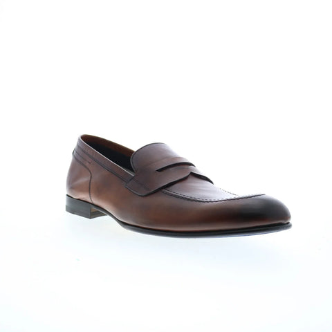 Di Bianco Agata Sella Mens Brown Leather Loafers & Slip Ons Penny Shoes