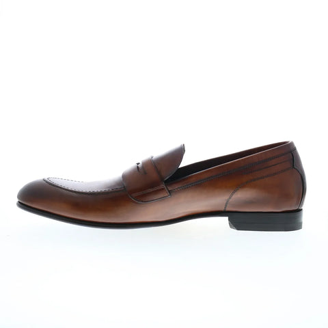 Di Bianco Agata Sella Mens Brown Leather Loafers & Slip Ons Penny Shoes