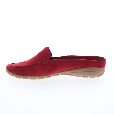 Easy Spirit Aggie SEAGGIE Womens Red Wide Suede Slip On Clog Flats Shoes