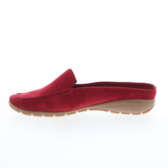 Easy Spirit Aggie SEAGGIE Womens Red Wide Suede Slip On Clog Flats Shoes