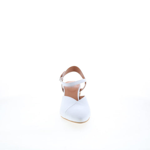 Miz Mooz Alina Womens White Leather Hook & Loop Strap Heels Shoes