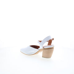 Miz Mooz Alina Womens White Leather Hook & Loop Strap Heels Shoes