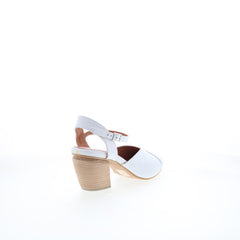 Miz Mooz Alina Womens White Leather Hook & Loop Strap Heels Shoes