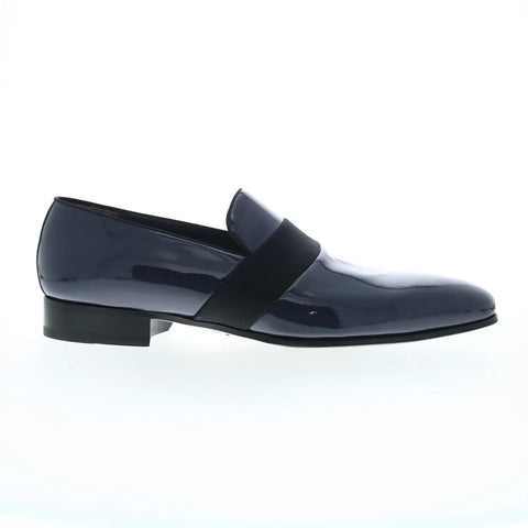 Di Bianco Andria Patent SBP786 Mens Blue Loafers & Slip Ons Casual Shoes