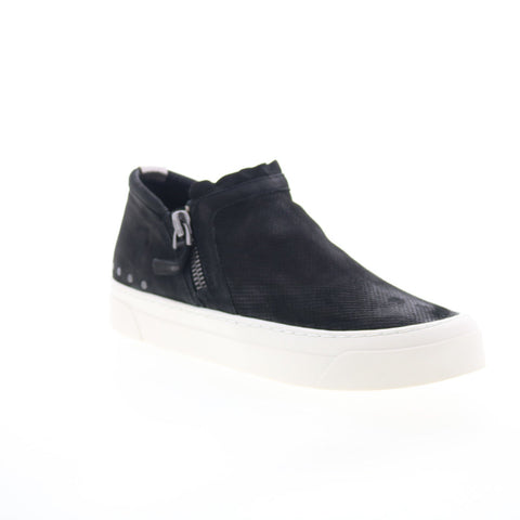 Miz Mooz Arret Womens Black Leather Zipper Lifestyle Sneakers Shoes