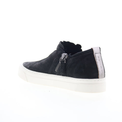 Miz Mooz Arret Womens Black Leather Zipper Lifestyle Sneakers Shoes