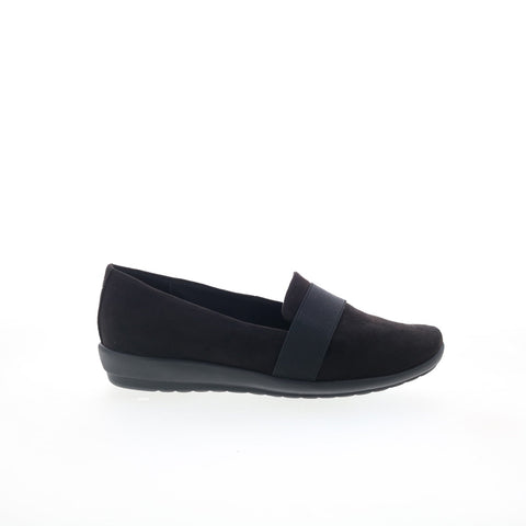 Easy Spirit Audrey 2 SEAUDREY2 Womens Black Wide Canvas Loafer Flats Shoes
