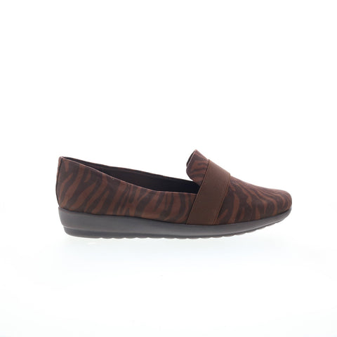 Easy Spirit Audrey 2 SEAUDREY2 Womens Brown Wide Canvas Loafer Flats Shoes