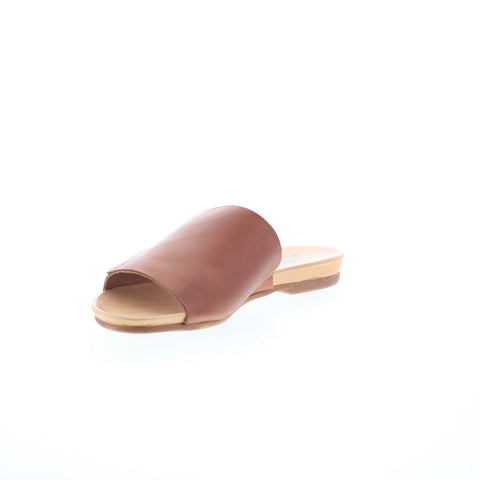 Miz Mooz Aurelia Womens Brown Leather Slip On Slides Sandals Shoes