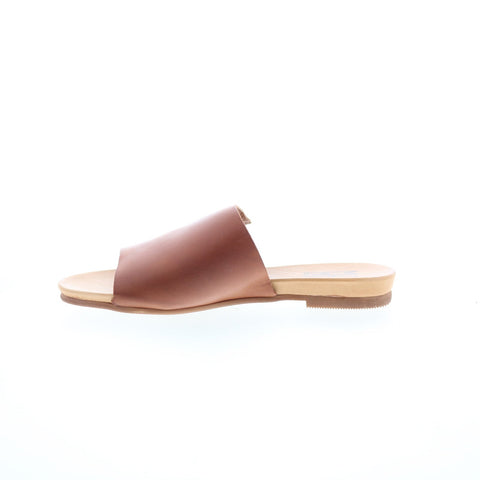 Miz Mooz Aurelia Womens Brown Leather Slip On Slides Sandals Shoes