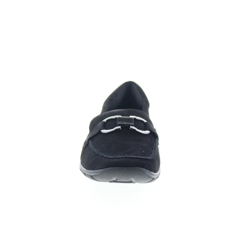 Easy Spirit Avienta SEAVIENTA Womens Black Extra Wide Suede Loafer Flats Shoes