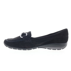 Easy Spirit Avienta SEAVIENTA Womens Black Extra Wide Suede Loafer Flats Shoes