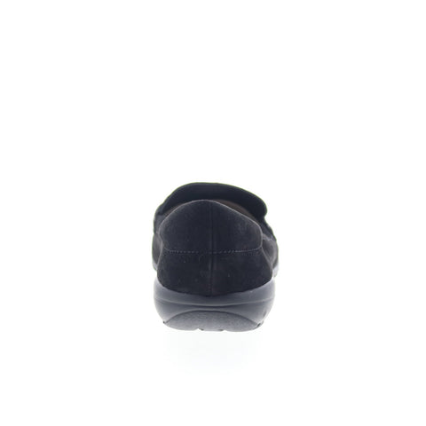 Easy Spirit Avienta SEAVIENTA Womens Black Extra Wide Suede Loafer Flats Shoes
