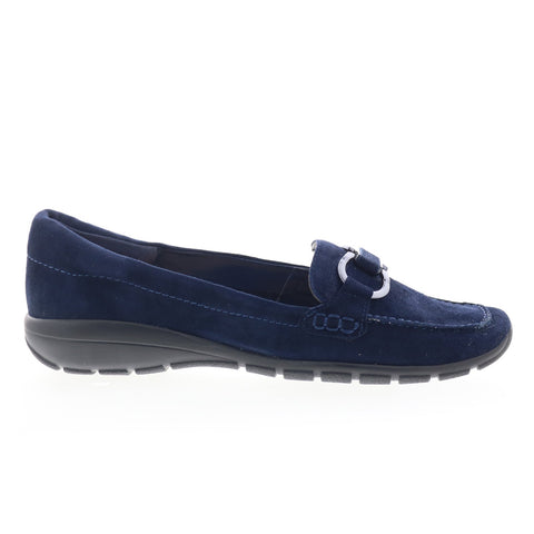 Easy Spirit Avienta SEAVIENTA Womens Blue Suede Slip On Loafer Flats Shoes