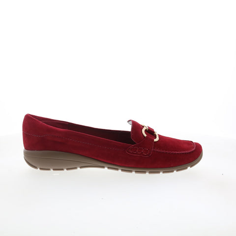 Easy Spirit Avienta SEAVIENTA Womens Red Narrow Suede Loafer Flats Shoes