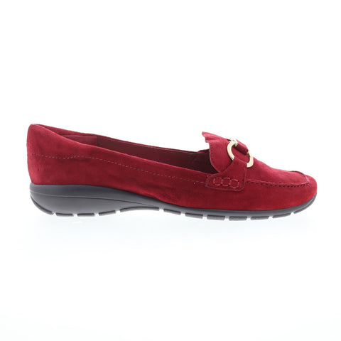 Easy Spirit Avienta SEAVIENTA Womens Red Wide Suede Loafer Flats Shoes