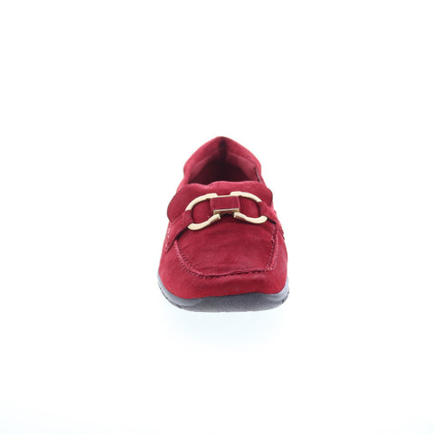 Easy Spirit Avienta SEAVIENTA Womens Red Wide Suede Loafer Flats Shoes