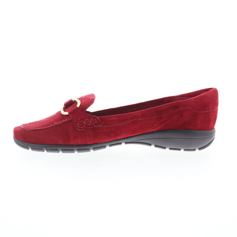 Easy Spirit Avienta SEAVIENTA Womens Red Wide Suede Loafer Flats Shoes