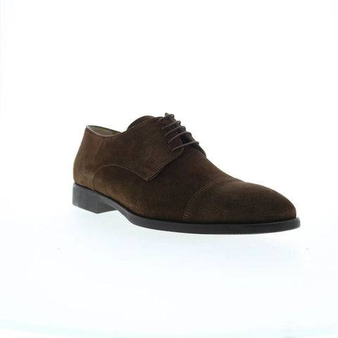 Di Bianco Bergamo Suede SC538 Mens Brown Oxfords & Lace Ups Cap Toe Shoes