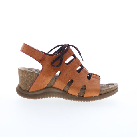 Bionica Sorena BI0013603 Womens Orange Leather Strap Wedges Sandals Shoes
