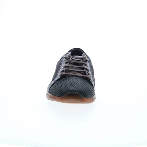 Di Bianco Bitetto Calfskin Nit Mens Black Leather Lifestyle Sneakers Shoes