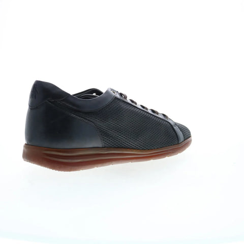 Di Bianco Bitetto Calfskin Nit Mens Black Leather Lifestyle Sneakers Shoes