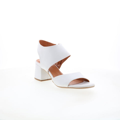 Miz Mooz Bonnette Womens White Leather Zipper Heeled Sandals Shoes