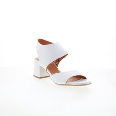 Miz Mooz Bonnette Womens White Leather Zipper Heeled Sandals Shoes