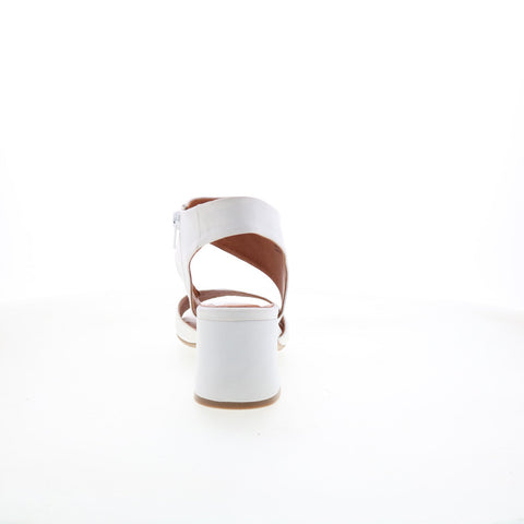 Miz Mooz Bonnette Womens White Leather Zipper Heeled Sandals Shoes