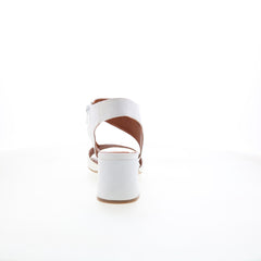 Miz Mooz Bonnette Womens White Leather Zipper Heeled Sandals Shoes