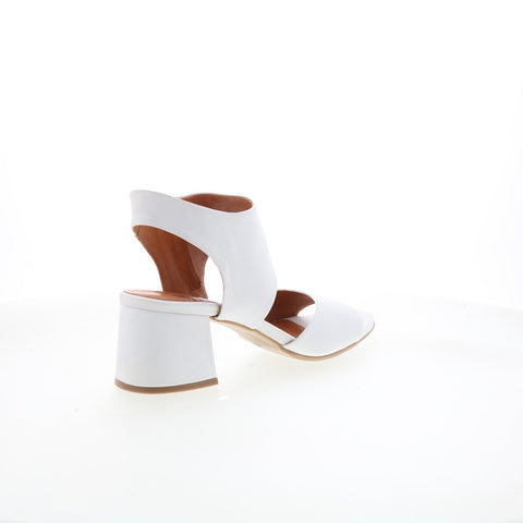 Miz Mooz Bonnette Womens White Leather Zipper Heeled Sandals Shoes