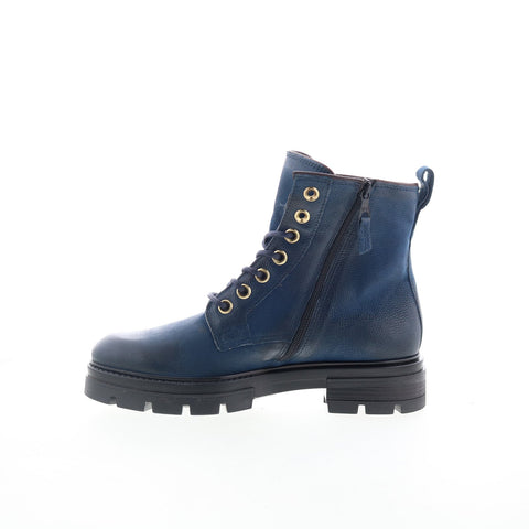 Miz Mooz Bradford Womens Blue Leather Lace Up Casual Dress Boots