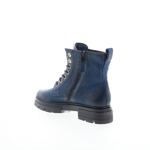 Miz Mooz Bradford Womens Blue Leather Lace Up Casual Dress Boots