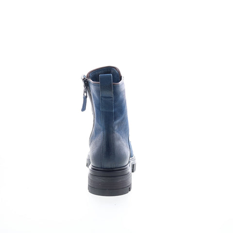 Miz Mooz Bradford Womens Blue Leather Lace Up Casual Dress Boots
