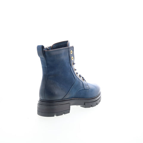 Miz Mooz Bradford Womens Blue Leather Lace Up Casual Dress Boots