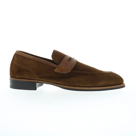 Di Bianco Brera Suede Sella Mens Brown Loafers & Slip Ons Penny Shoes