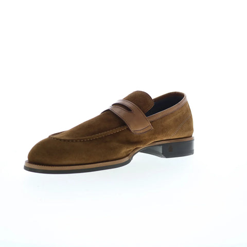 Di Bianco Brera Suede Sella Mens Brown Loafers & Slip Ons Penny Shoes