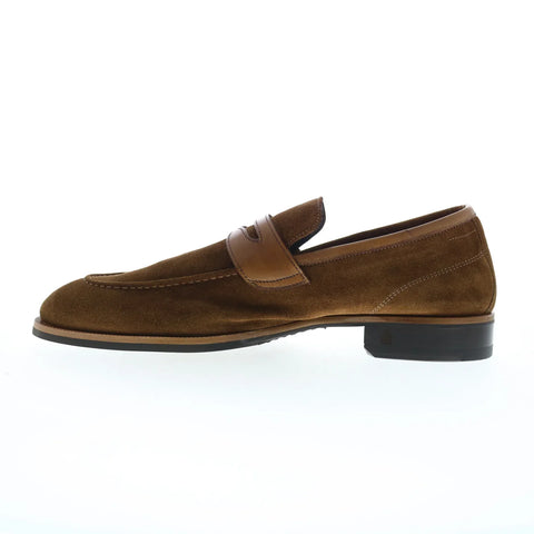 Di Bianco Brera Suede Sella Mens Brown Loafers & Slip Ons Penny Shoes