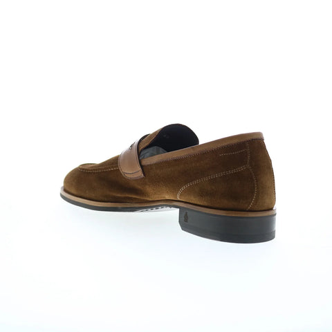 Di Bianco Brera Suede Sella Mens Brown Loafers & Slip Ons Penny Shoes
