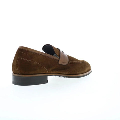 Di Bianco Brera Suede Sella Mens Brown Loafers & Slip Ons Penny Shoes