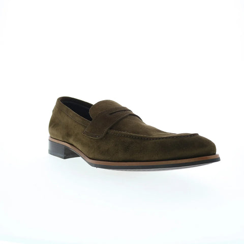 Di Bianco Brera Suede Mens Green Suede Loafers & Slip Ons Penny Shoes