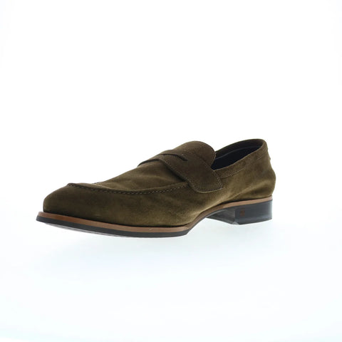 Di Bianco Brera Suede Mens Green Suede Loafers & Slip Ons Penny Shoes