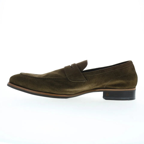 Di Bianco Brera Suede Mens Green Suede Loafers & Slip Ons Penny Shoes