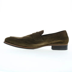 Di Bianco Brera Suede Mens Green Suede Loafers & Slip Ons Penny Shoes