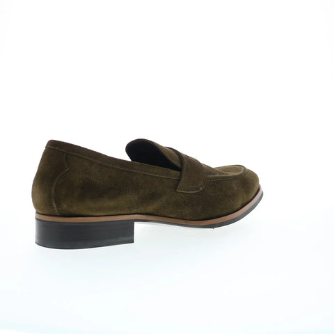 Di Bianco Brera Suede Mens Green Suede Loafers & Slip Ons Penny Shoes