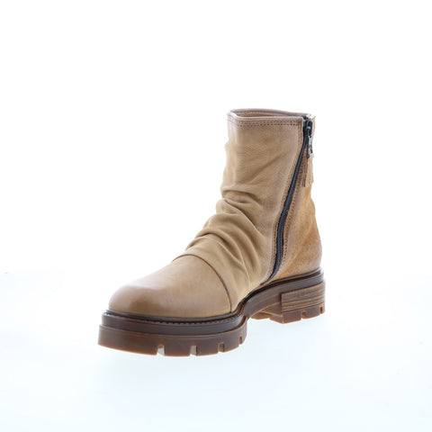 Miz Mooz Brodie Womens Brown Leather Zipper Casual Dress Boots
